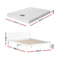 Giselle DOUBLE Mattress with Artiss Wooden Bed Frame Natural Pine Timber Base