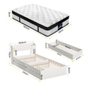 Giselle SINGLE Mattress 5-zone Pocket Spring Mattresses with Artiss Wooden Storage Bed Frame Set