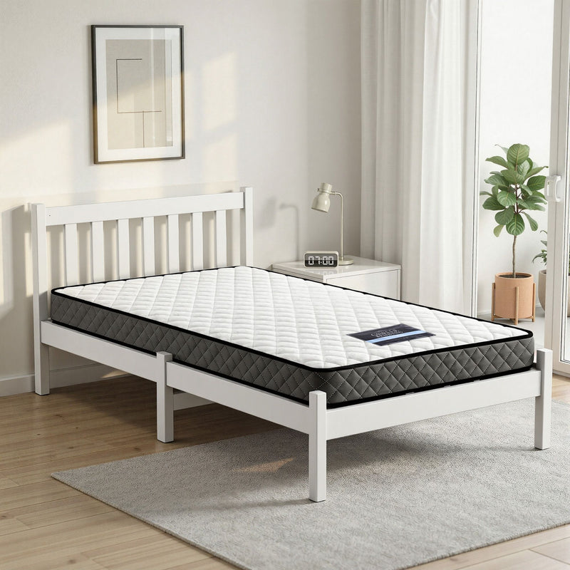 Giselle Single Mattress Artiss Bed Frame White Pine 16cm
