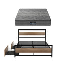 Giselle 18cm Queen Mattress Pillowtop and Artiss Metal Bed Frame Set With 2 drawers