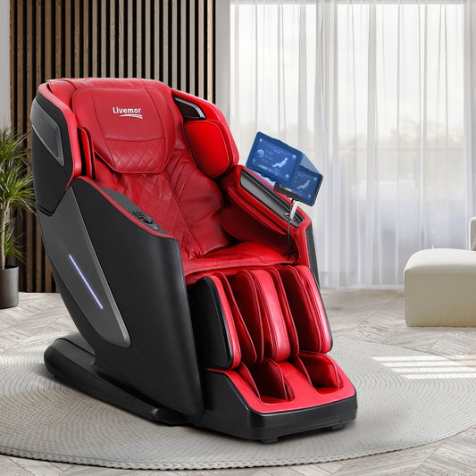 Livemor 4D Massage Chair Electric Recliner Red Home Massager