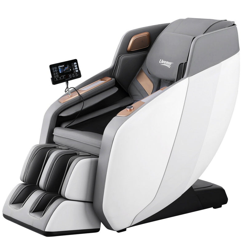 Livemor Massage Chair Electric Recliner White Double Core Massager