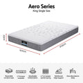 Giselle Bedding King Single Mattress 23cm Pocket Spring Mattress with Adjustable Firmness Reversible Foam Layer for Medium Firm & Firm Support Motion Isolation Bedroom Bed