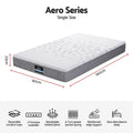 Giselle Bedding Single Mattress 23cm Pocket Spring Mattress with Adjustable Firmness Reversible Foam Layer for Medium Firm & Firm Support Motion Isolation Bedroom Bed