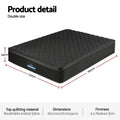 Giselle Bedding Double Mattress 34cm Euro Top with 5-Zone Pocket Spring Support Black