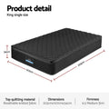 Giselle Bedding King Single Mattress 34cm Euro Top with 5-Zone Pocket Spring Support Black