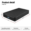 Giselle Single Mattress 34cm Euro Top 5-Zone Pocket Spring Black