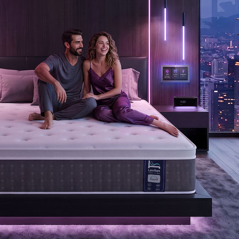 Levitex Queen Mattress Lumbar Support, 5-Zone Pocket Springs & 2-Row Hardened Edges for Deep Sleep, Cooling Gel Memory & Egg-Crate Foam