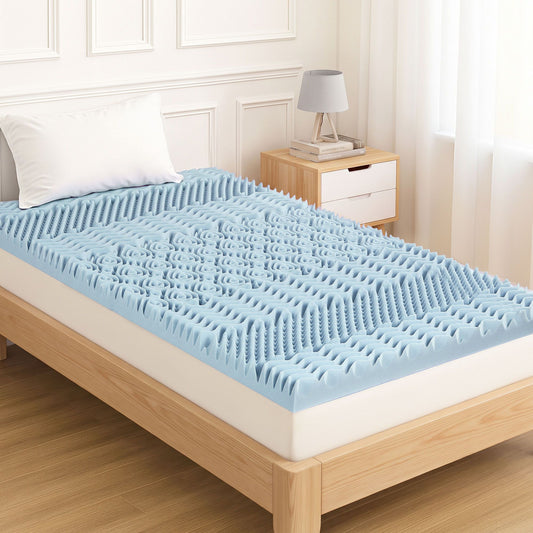 Giselle Bedding Memory Foam Topper 5cm SINGLE Mattress 7-Zone Cool Gel Bamboo