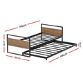 Artiss Metal Trundle Daybed Frame 2x Single Bed DEAN