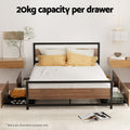 Artiss Bed Frame Storage Drawers Trundle Black 2x