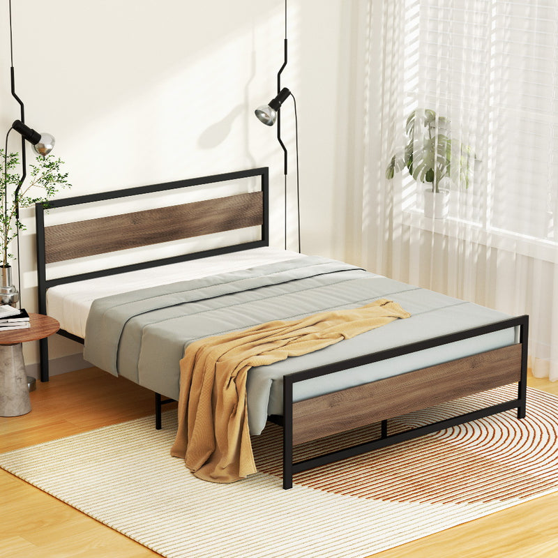 Artiss Metal Bed Frame DOUBLE Black Mattress Platform Base