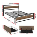 Artiss Metal Bed Frame Double with 2 Storage Drawers DREW