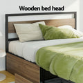 Artiss Metal Bed Frame Double with 2 Storage Drawers DREW