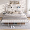 Artiss King Metal Bed Frame Boucle Headboard Charging Station Side Table White
