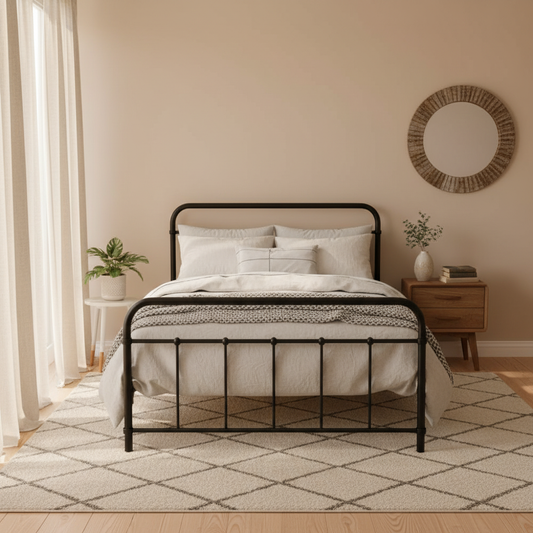 Artiss LEO Metal Bed Frame KING SINGLE Black
