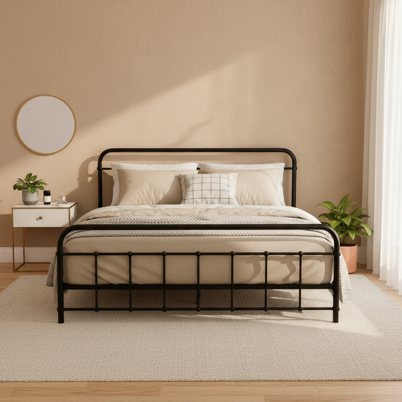 Artiss Metal Bed Frame QUEEN Black LEO