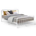 Artiss LEO QUEEN Metal Bed Frame White