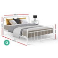 Artiss LEO QUEEN Metal Bed Frame White