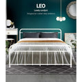 Artiss LEO QUEEN Metal Bed Frame White