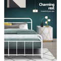 Artiss LEO QUEEN Metal Bed Frame White