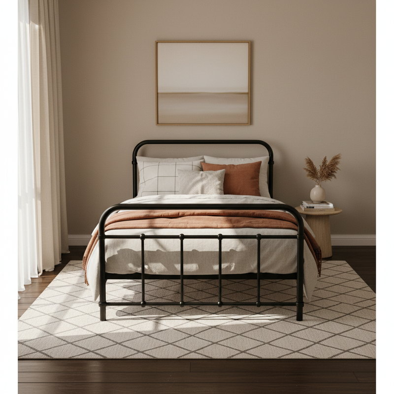 Artiss LEO Single Metal Bed Frame Black