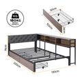 Artiss KING SINGLE Bed Frame 2 Drawers Charging Station Metal