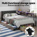 Artiss KING SINGLE Bed Frame 2 Drawers Charging Station Metal