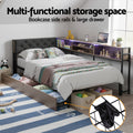 Artiss Single Bed Frame Metal Storage 2 Drawers Charging Station