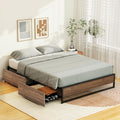 Artiss Metal Bed Frame Double 2 Storage Drawers OSLO