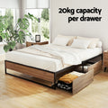 Artiss Metal Bed Frame Queen 2 Drawers OSLO Storage Base
