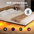 Artiss Double Bed Frame Metal LED Lights 300KG Capacity