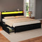 Artiss Metal Bed Frame King Storage Headboard LED Charge 4 Drawers