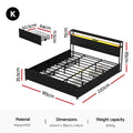 Artiss Metal Bed Frame King Storage Headboard LED Charge 4 Drawers