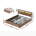 Artiss Metal Bed Frame King Size LED Storage Headboard USB Charge 4 Drawers