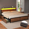 Artiss Metal Bed Frame King Size LED Storage Headboard USB Charge 4 Drawers