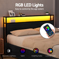 Artiss Queen Metal Bed Frame Storage Headboard LED 4 Drawers