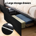 Artiss Queen Metal Bed Frame Storage Headboard LED 4 Drawers