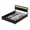 Artiss Queen Metal Bed Frame Storage Headboard LED 4 Drawers