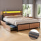 Artiss Metal Bed Frame Queen Size LED Storage Headboard USB Charge 4 Drawers