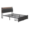 Artiss Metal Bed Frame KING Storage Charging Station 2-Tier