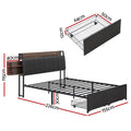 Artiss Metal Bed QUEEN Size Hidden Storage Charging Station
