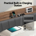 Artiss Metal Bed QUEEN Size Hidden Storage Charging Station