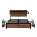Artiss Double Bed Frame with Charging Station 4 Drawers Storage Oak
