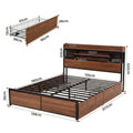 Artiss Double Bed Frame with Charging Station 4 Drawers Storage Oak