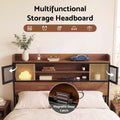 Artiss Double Bed Frame with Charging Station 4 Drawers Storage Oak