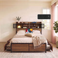 Artiss Double Bed Frame with Charging Station 4 Drawers Storage Oak