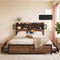 Artiss Queen Bed Frame with Charging Station 4 Drawers Storage Oak