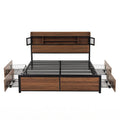 Artiss Queen Bed Frame with Charging Station 4 Drawers Storage Oak