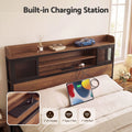 Artiss Queen Bed Frame with Charging Station 4 Drawers Storage Oak